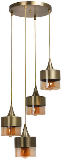 Pakketo PWL-1197 Bronze Ceiling Light for 4 E27 Bulbs 30x30x65cm