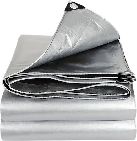 Heavy Duty Waterproof Grey Tarpaulin 210gsm with Metal Eyelets 3x5m