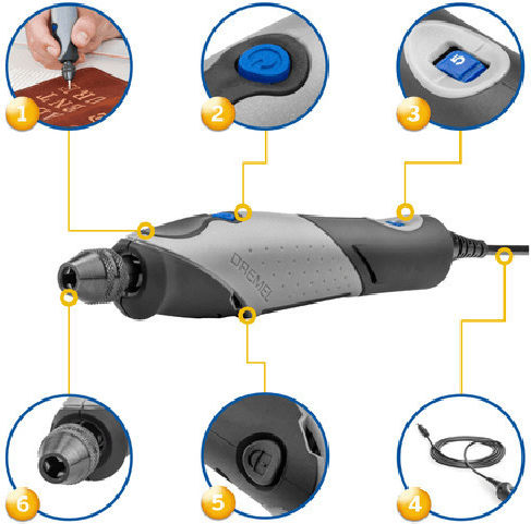 Dremel 2050-15 Ротационен Електрически Мулти Инструмент с Регулиране на Скоростта