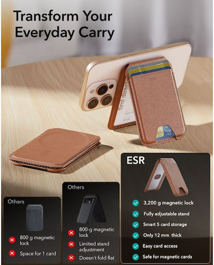 ESR MagSafe Suport Carduri Classic Magnetic Wallet Stand în culoarea Maro