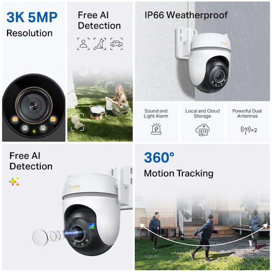 TP-LINK TC43 IP Überwachungskamera Wi-Fi Full HD+ 5MP Wasserdicht mit Zwei-Wege-Kommunikation