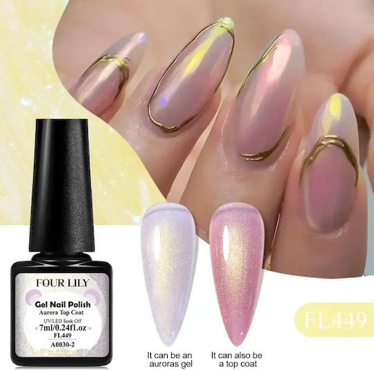 Setlily Gel 2in1 Top Coat Jelly Shell Aurora 7ml Finisaj Holografic