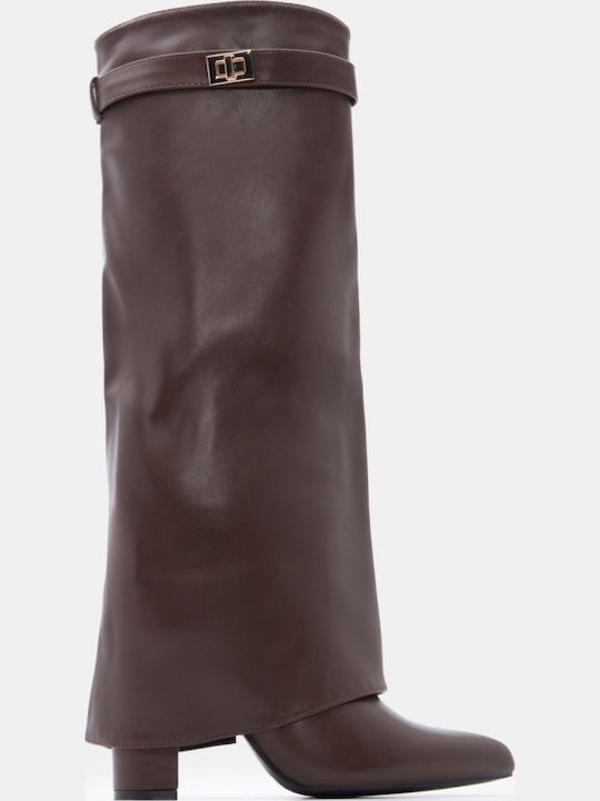 Wildleder Damenstiefel mit hohem Absatz Braune