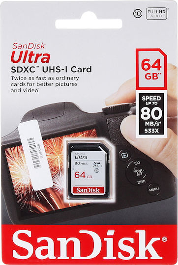 Sandisk SDXC 64GB Class 10 UHS-I 80MB/s
