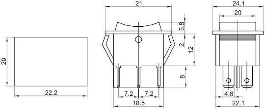 Comutator basculant On-Off 2 poli negru Tes-51