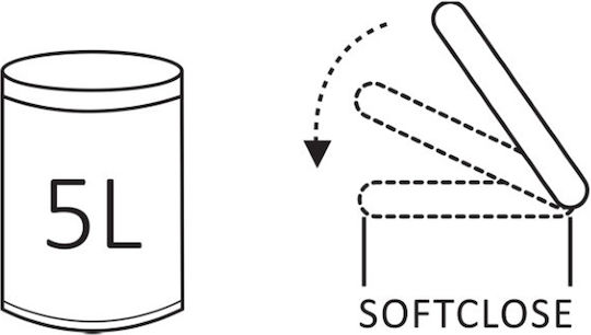 Differnz Inox Καλαθάκι Μπάνιου Soft Close 5lt Χρυσό