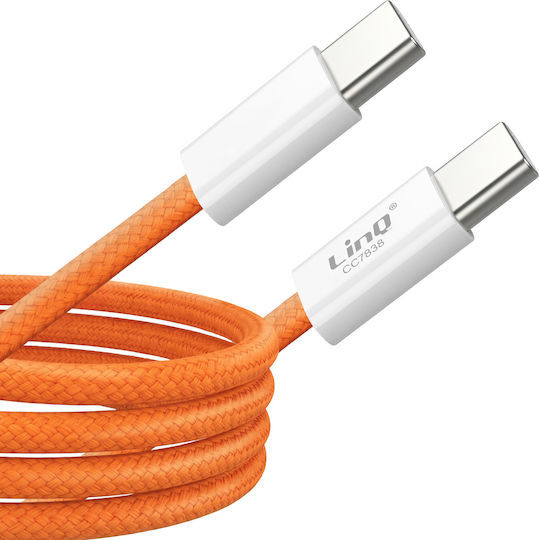 Linq Usb-c To Usb-c Cable Pd 60w Fast Charge 1m Sim Ejector Included Orange