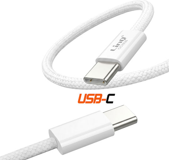 Linq USB Typ-C Zu USB Typ-C Kabel PD 60W Schnelles Laden 1m Sim Ejector Inklusive Weiß
