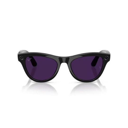 Ray-Ban Meta Skyler Gen 2 Lucios Rw4014 601/ch 52-20 Ochelari Inteligenți Wi-fi 6 Bluetooth High Bridge Fit Cameră Înregistrare Video Asistent Vocal 32gb Flash Lentile Transition Transparent Violet Negru
