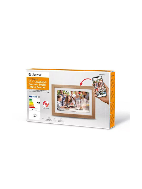 Denver Frameo Digitale Bilderrahmen mit Touchscreen 10.1" Auflösung 1280x800 mit WLAN Braun PFF-1042LW