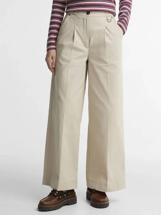 Women's High Rise Pantaloons in Relaxed Fit Checked Beige