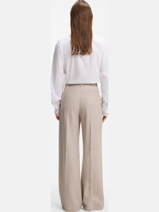 Damen Stoffhose Ausgestellt Beige Offen