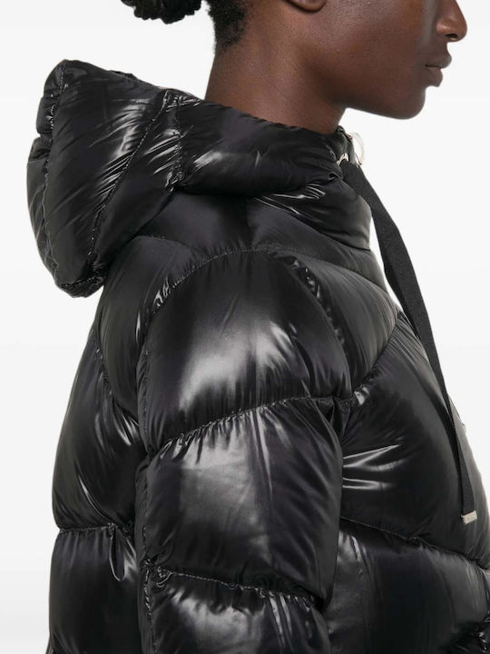 Woven Дамско Puffer Яке за Зима Черно