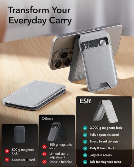 Esr Magsafe Vegan Leather Wallet Fold Stand Light Tan