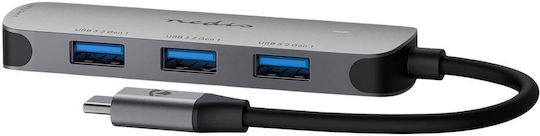 Nedis USB хъб 4 Порта USB 3.2 с USB-C Сив