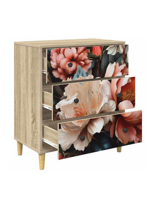 Sideboard Borne Wooden with Drawers Sonoma 66x36.5x75cm