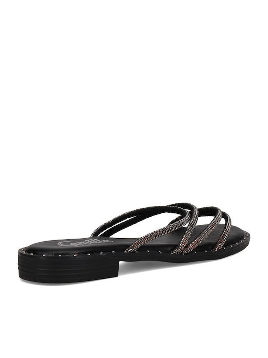 Damen Flache Sandalen Schwarz