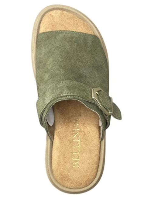 Deri Frauen Flache Sandalen Khaki GY-08450-38-2