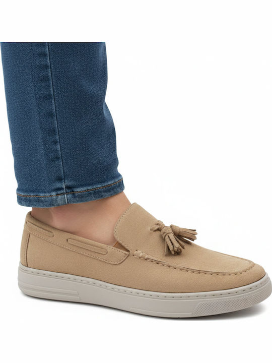 Suede Men's Loafers in Beige Colour