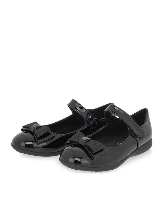 Kids Ballerinas with Hoop & Loop Closure Black