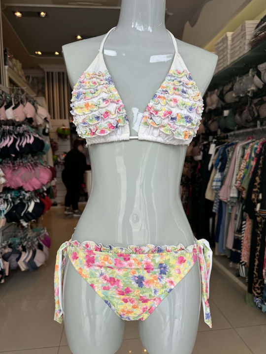 Set Bikini Brazil Floral Λευκό