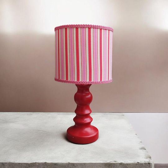 Pop Stripes Table Lamp Dimensions for E27 Fitting with Pink Shade and Base