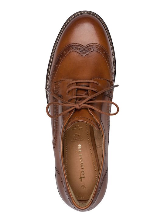 Leder Damen Oxfords in Tabac Braun Farbe