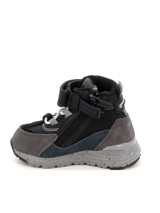 Suede Kids Ankle Boots with Zipper Black