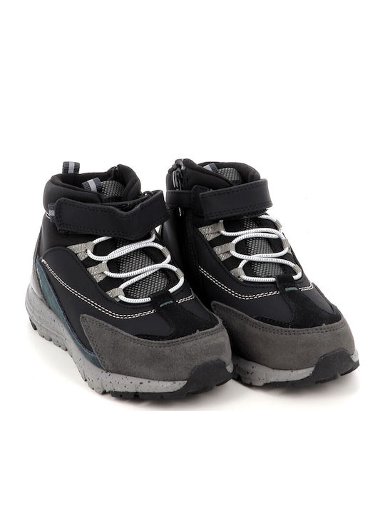 Suede Kids Ankle Boots with Zipper Black