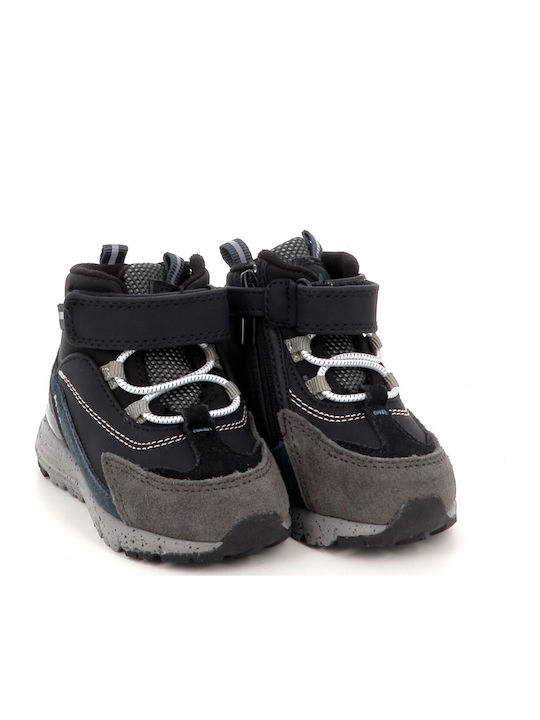 Suede Kids Ankle Boots with Zipper Black