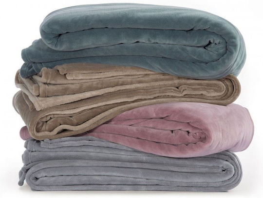 Nef-Nef Homeware Cosy Κουβέρτα Fleece Μονή 160x220εκ. Dusty Blue