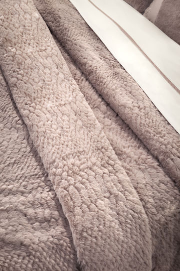Guy Laroche Crusty Furry Double Bed Blanket 220x240cm Old Pink