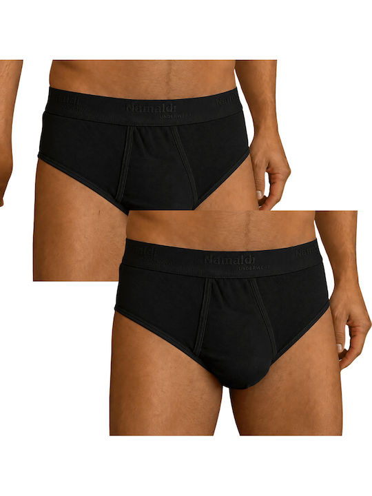 Herren Slip Schwarz mit Mustern 2Pack