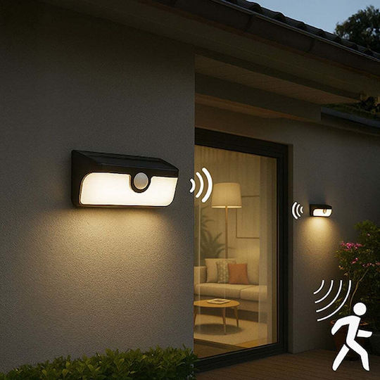 Led's Light Lampă Solară Montată pe Perete 500lm Alb Natural 4000K cu Senzor de Mișcare și Fotocelul IP65