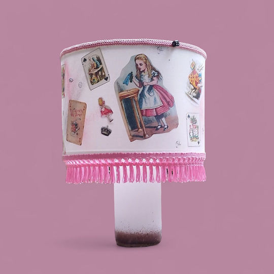 Alice In Wonderland Table Lamp Dimensions for E27 Fitting with Pink Shade and Base