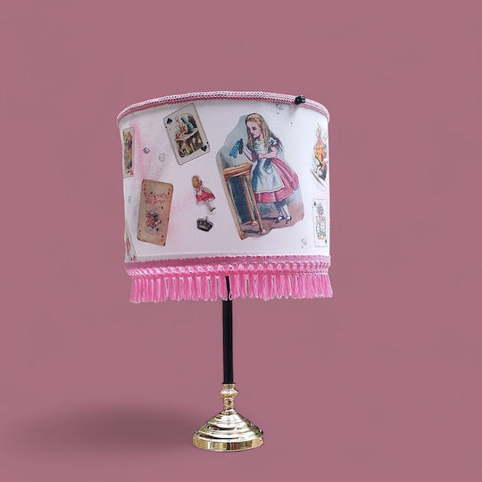 Alice In Wonderland Table Lamp Dimensions for E27 Fitting with Pink Shade and Base