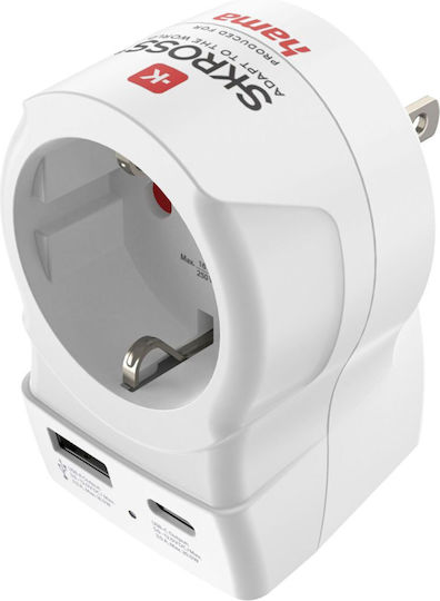 HAMA Adaptor Pentru Prize America Cu 2 Porturi USB