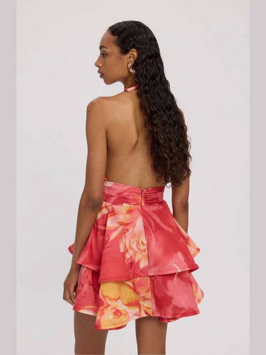 Sunkissed Summer Mini Shirt Dress with Ruffles Coral