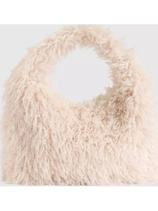 Stoff Damen Schultertasche Weiß