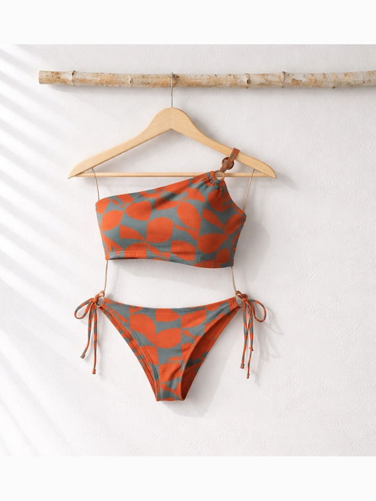 Set Bikini Cu Un Umăr Maro