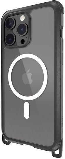 Mageasy Odyssey M With Lanyard Back Cover Silicone with Strap Black (iPhone 15 Pro Max)
