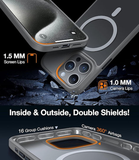 Torras Back Cover Σιλικόνης Γκρι (iPhone 15 Pro)