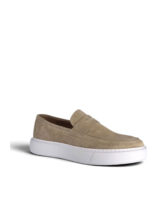 Loafers bărbătești din piele în Culoare Bej