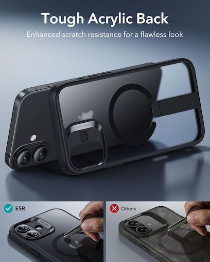 ESR Boost Flickstand Halolock Задна корица Метал / Силикон Черен (iPhone 16)