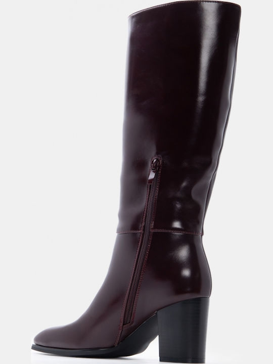 Damenstiefel mit Hochabsatz Burgundisch