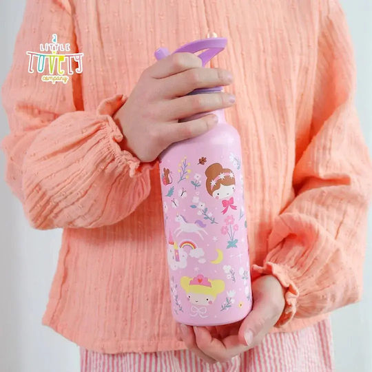 Fresk Termos Din Oțel Inoxidabil Pentru Copii cu Pai Roz 500ml