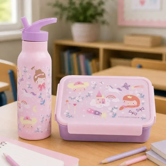 Fresk Termos Din Oțel Inoxidabil Pentru Copii cu Pai Roz 500ml