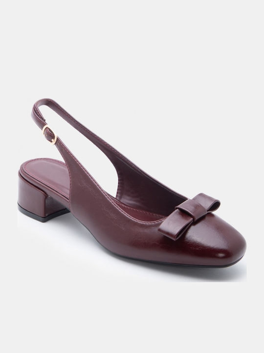 Spitze Zehe Pumps mit niedrigem Absatz Burgundisch