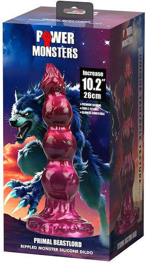 Power Monsters Dildo με Βεντούζα Ροζ