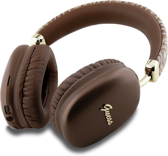 Gcube Metallic Script Logo Ασύρματα / Ενσύρματα Over Ear Ακουστικά με 32 ώρες Λειτουργίας Καφέ